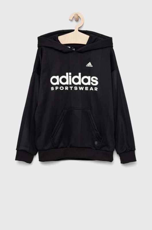 Дитяча кофта adidas FT колір чорний з капюшоном з принтом фото 2