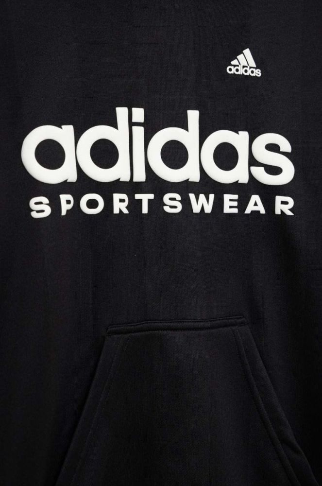 Дитяча кофта adidas FT колір чорний з капюшоном з принтом фото 4