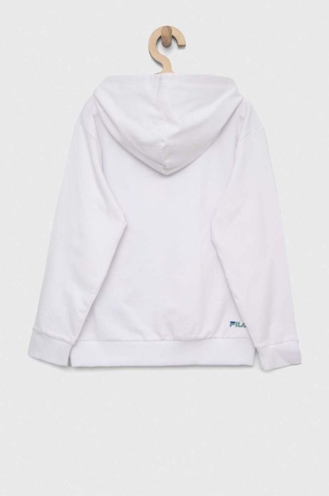 Дитяча кофта Fila колір білий з капюшоном з принтом фото 2
