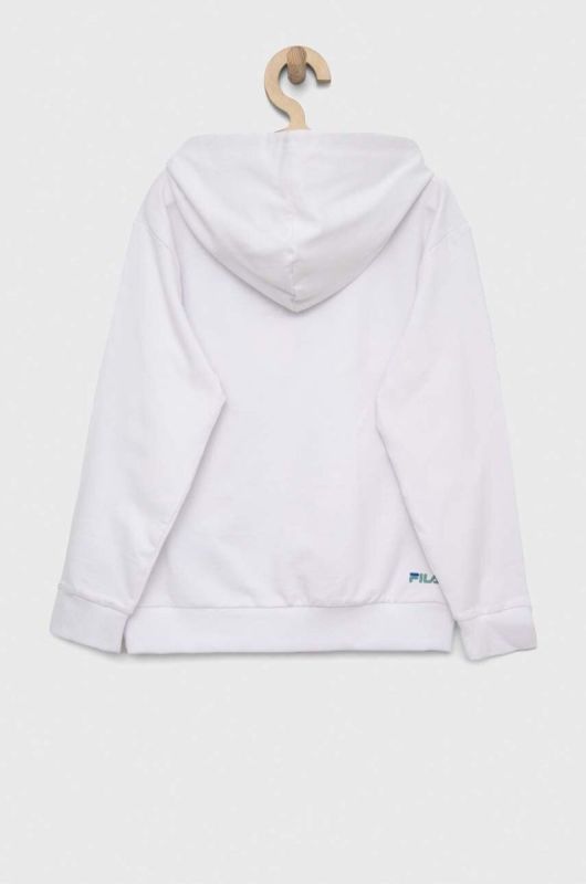 Дитяча кофта Fila колір білий з капюшоном з принтом фото 2