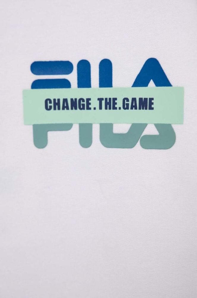 Дитяча кофта Fila колір білий з капюшоном з принтом фото 3