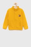 Дитяча бавовняна кофта Tommy Hilfiger колір жовтий однотонна