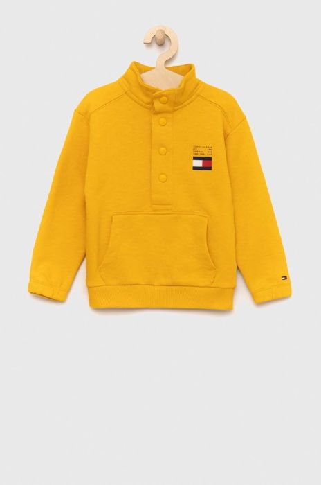 Дитяча бавовняна кофта Tommy Hilfiger колір жовтий однотонна