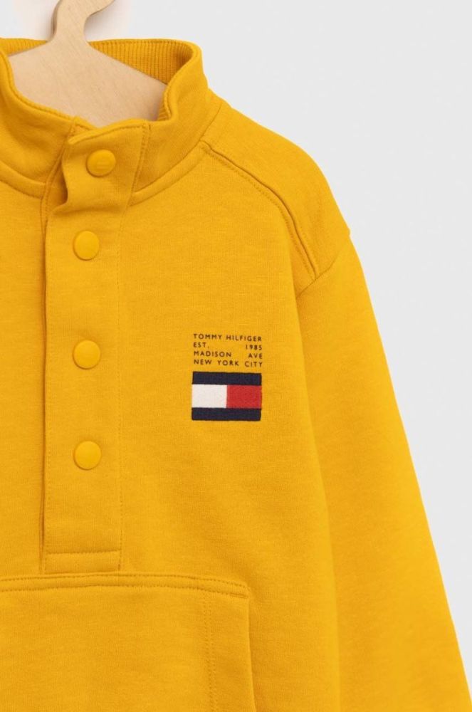 Дитяча бавовняна кофта Tommy Hilfiger колір жовтий однотонна фото 3