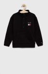 Дитяча бавовняна кофта Tommy Hilfiger колір чорний однотонна