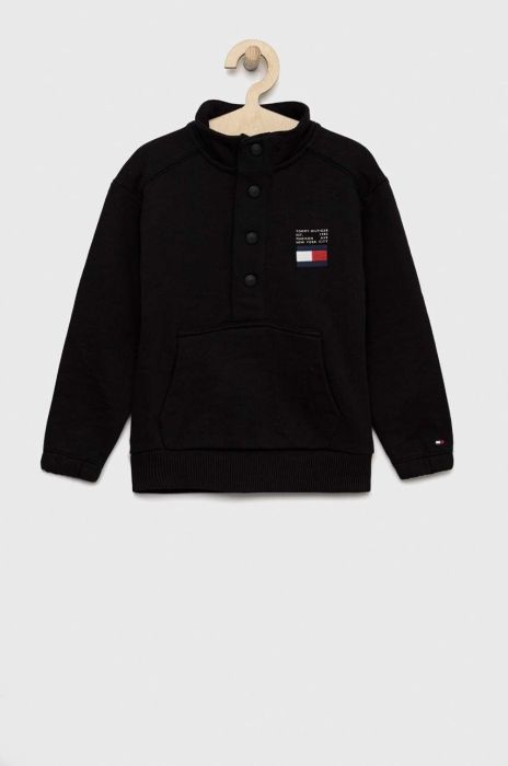 Дитяча бавовняна кофта Tommy Hilfiger колір чорний однотонна