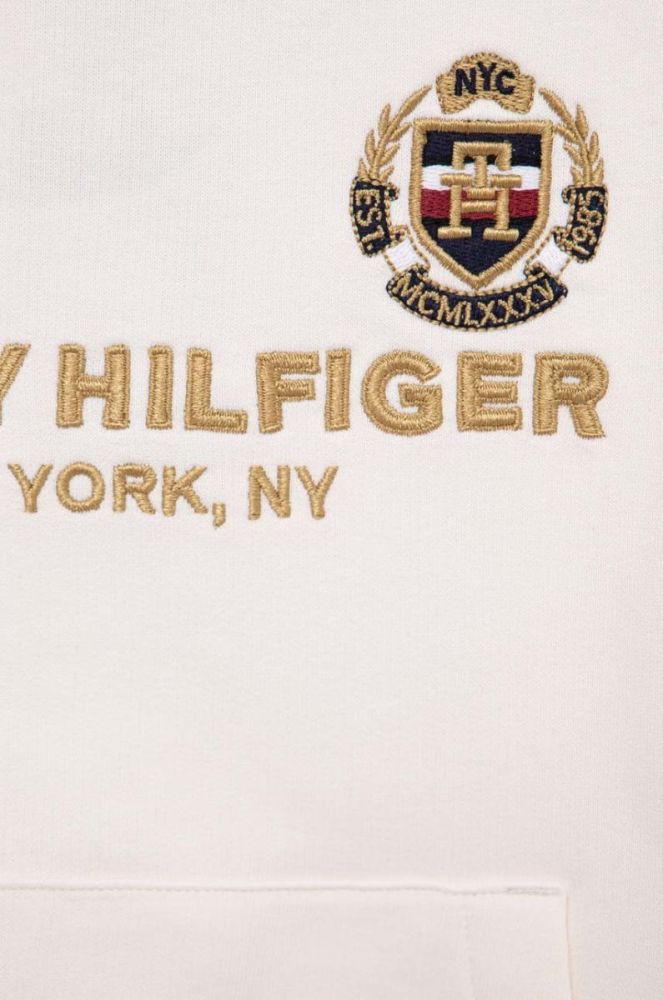 Дитяча кофта Tommy Hilfiger колір бежевий з капюшоном з принтом (2910842) фото 3