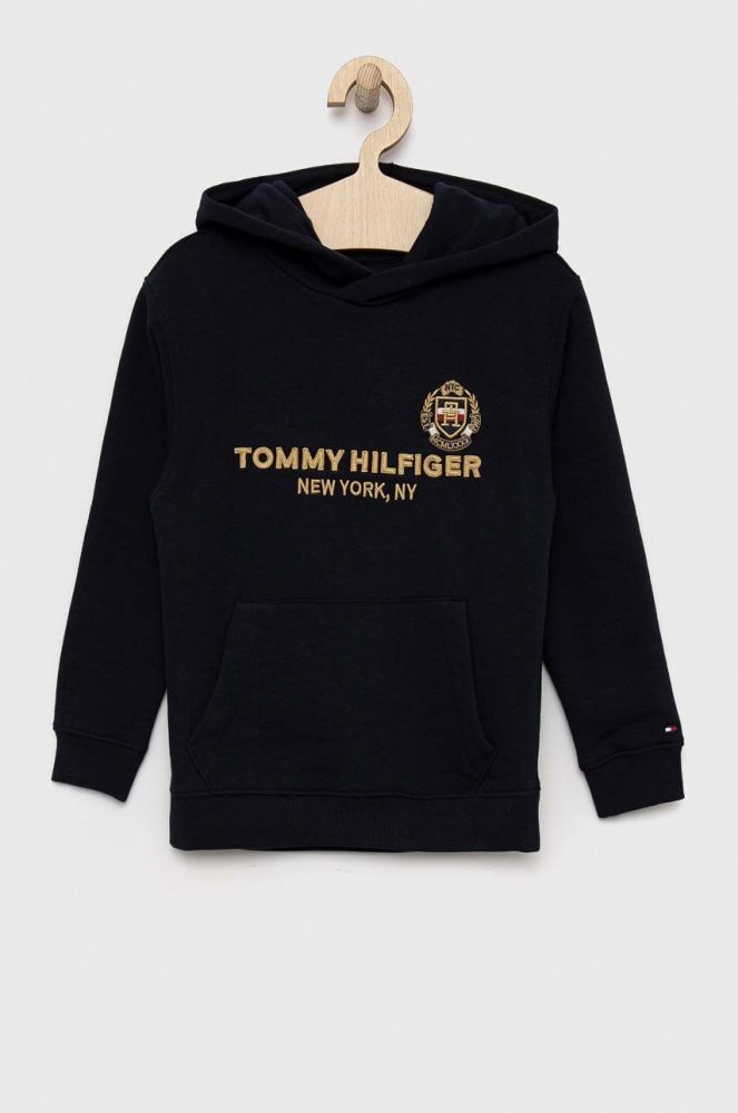 Дитяча кофта Tommy Hilfiger колір синій з капюшоном з принтом (2910777)