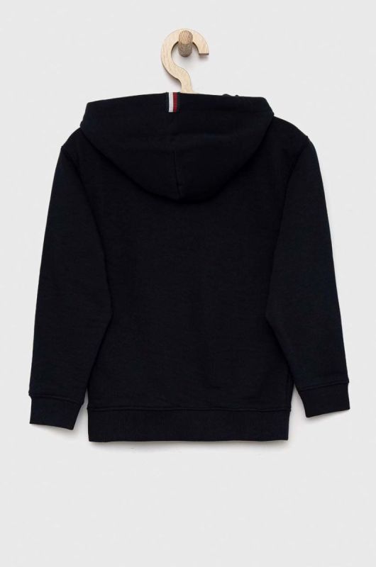 Дитяча кофта Tommy Hilfiger колір синій з капюшоном з принтом (2910777) фото 2
