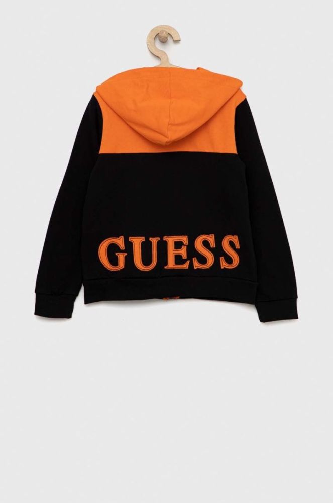 Дитяча кофта Guess колір помаранчевий з капюшоном візерунок фото 3