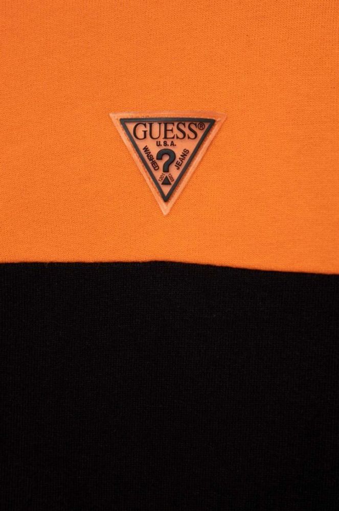 Дитяча кофта Guess колір помаранчевий з капюшоном візерунок фото 4