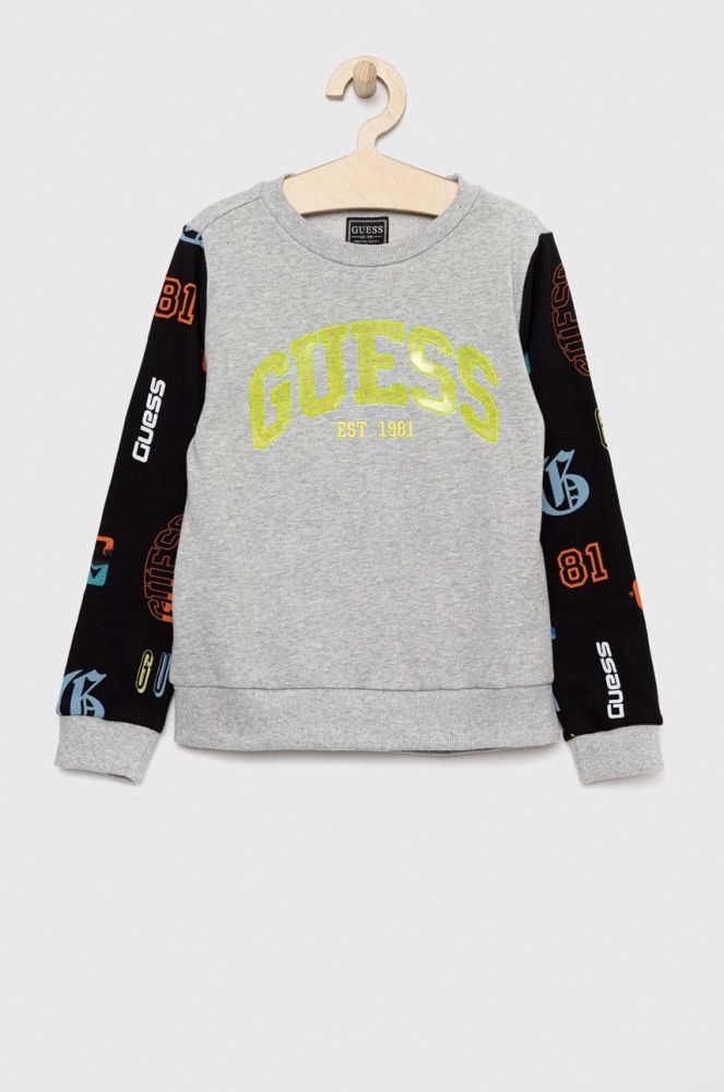 Дитяча бавовняна кофта Guess колір сірий візерунок (2914477)