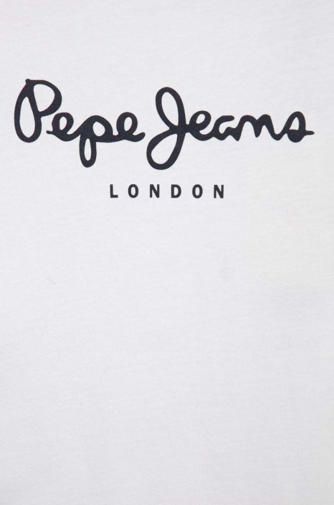 Дитячий бавовняний лонгслів Pepe Jeans New Herman колір білий з принтом фото 3