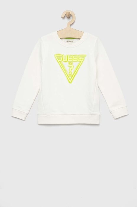 Дитяча бавовняна кофта Guess колір білий з аплікацією (3135658)
