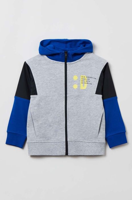 Дитяча кофта OVS колір зелений з капюшоном з принтом