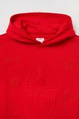 Дитяча бавовняна кофта OVS колір червоний з капюшоном з аплікацією