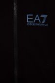 Дитяча бавовняна кофта EA7 Emporio Armani колір чорний з капюшоном з принтом (3021936)