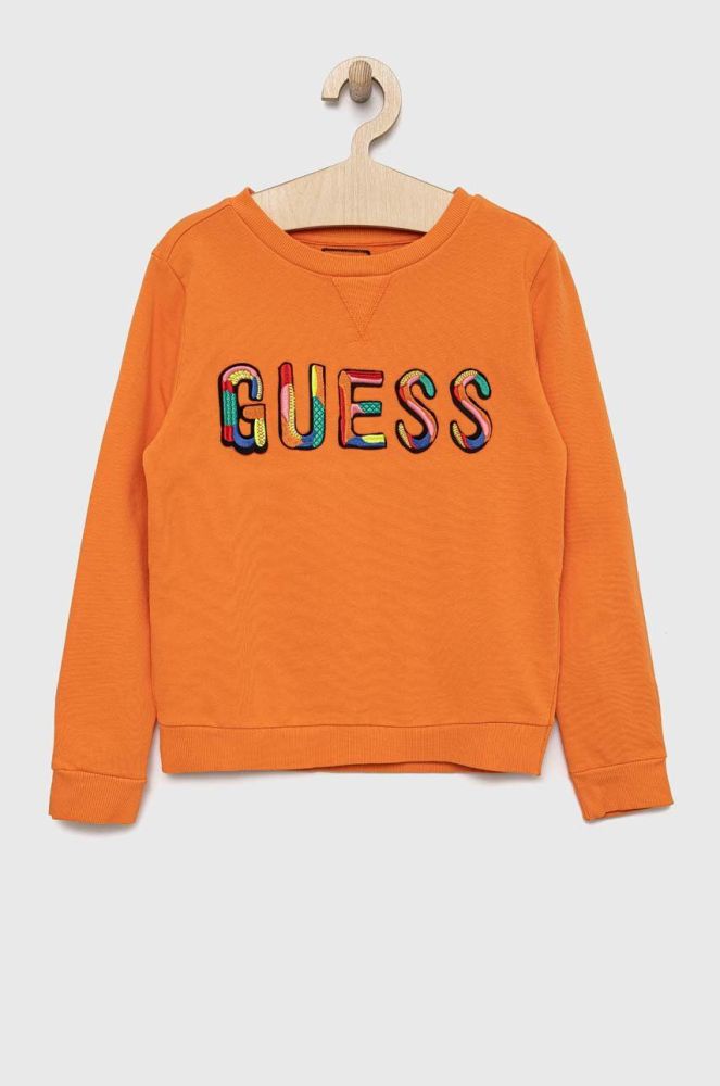 Дитяча бавовняна кофта Guess колір помаранчевий з аплікацією (3003317)