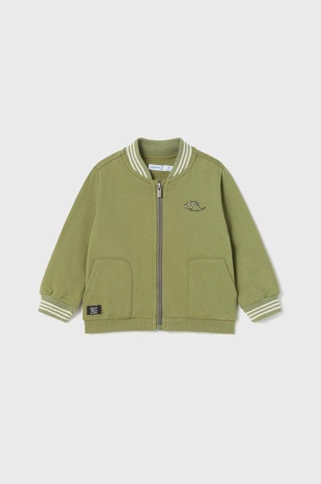 Кофта для немовлят Mayoral колір зелений з капюшоном з принтом (2946691)