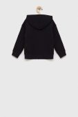 Дитяча бавовняна кофта Sisley колір чорний з капюшоном з принтом (3043000)