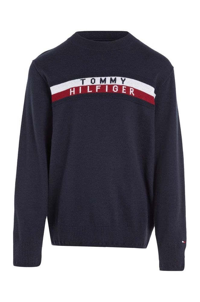 Дитячий бавовняний светр Tommy Hilfiger колір синій легкий (3003376)