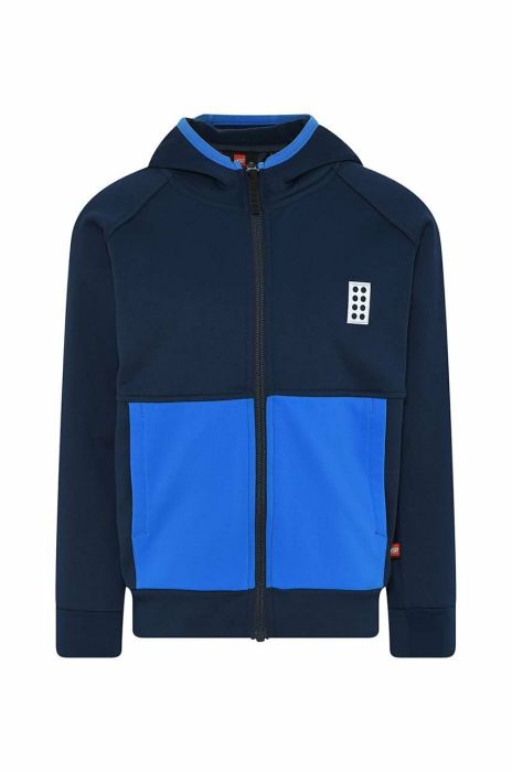 Дитяча кофта Lego колір синій з капюшоном візерунок