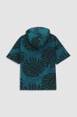Дитяча бавовняна кофта Coccodrillo колір зелений з капюшоном візерунок (3233187)