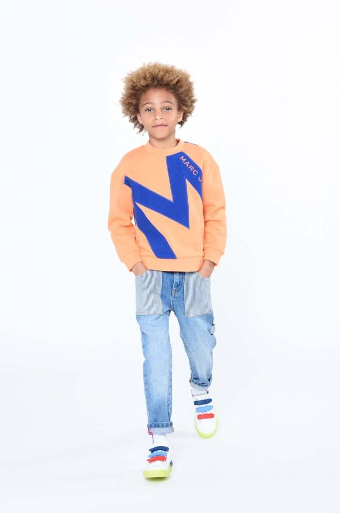 Дитяча бавовняна кофта Marc Jacobs колір помаранчевий з принтом (3073138)