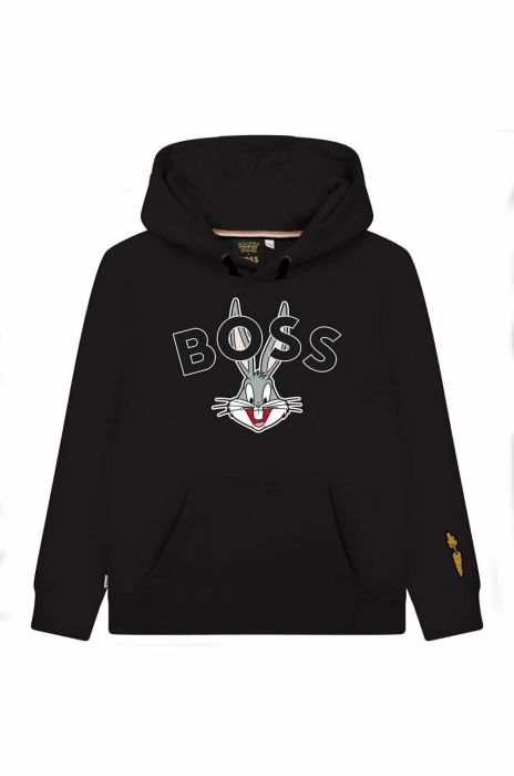 Дитяча кофта BOSS колір чорний з капюшоном з принтом (3061139)