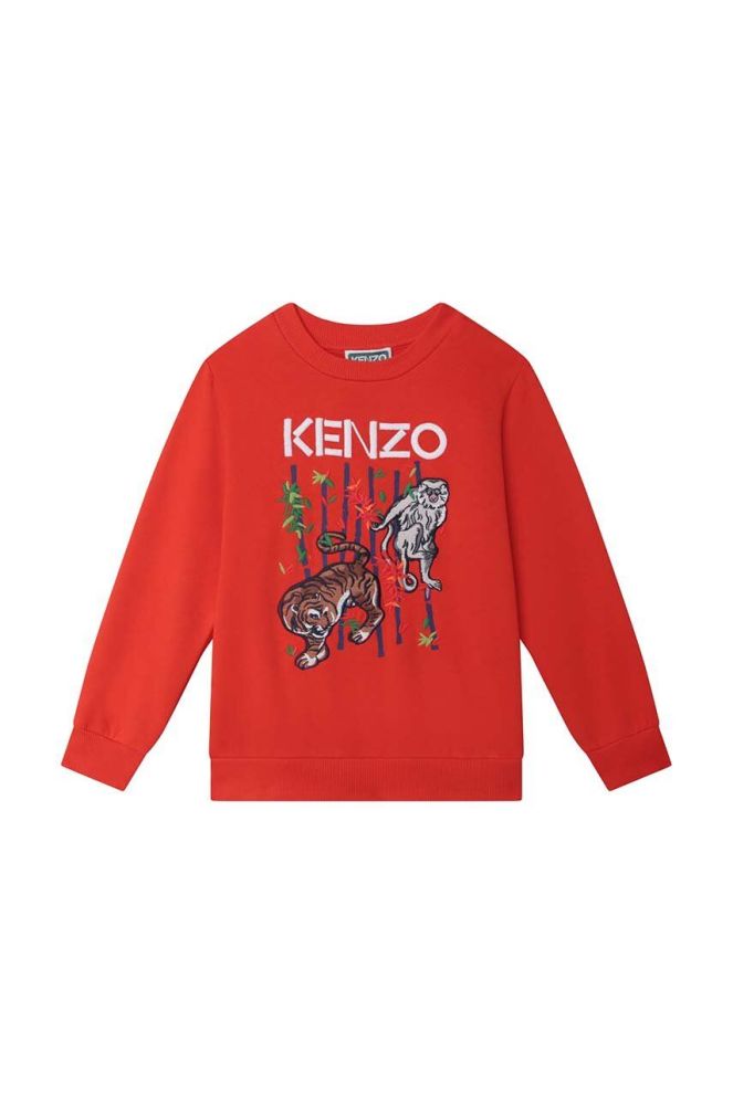 Дитяча бавовняна кофта Kenzo Kids колір червоний з принтом