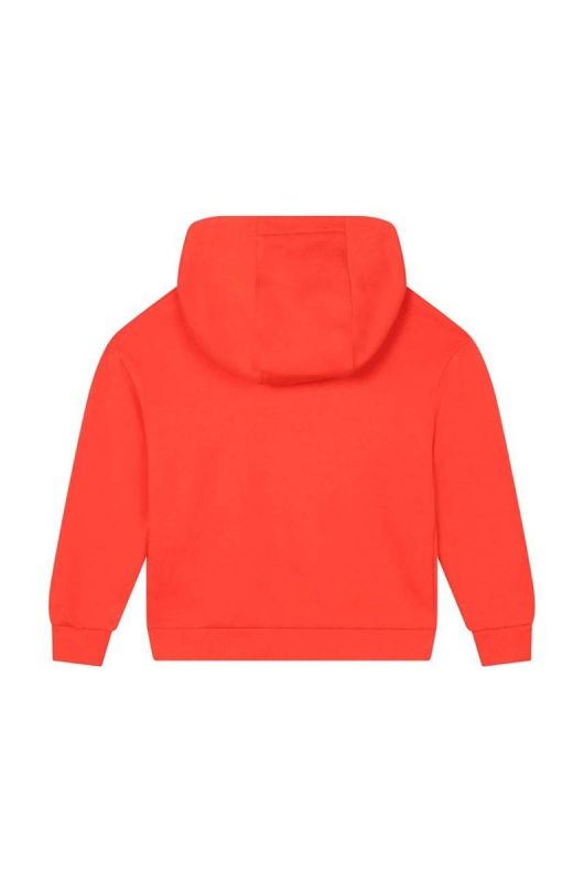 Дитяча бавовняна кофта Kenzo Kids колір червоний з капюшоном з принтом фото 2