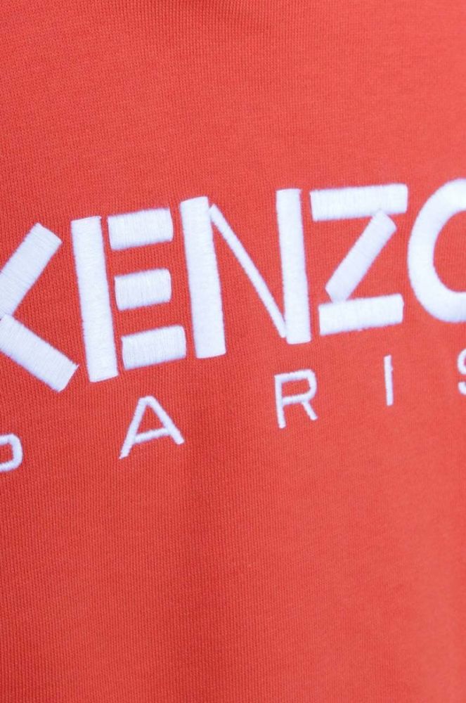 Дитяча бавовняна кофта Kenzo Kids колір червоний з капюшоном з принтом фото 3