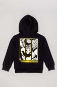 Дитяча бавовняна кофта zippy колір чорний з капюшоном з принтом
