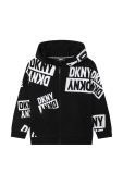 Дитяча кофта Dkny колір чорний з капюшоном візерунок (3068677)