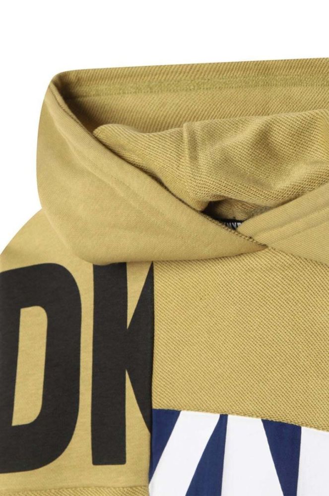 Дитяча кофта Dkny колір зелений з капюшоном з принтом (3068678) фото 4