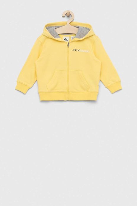 Дитяча кофта Quiksilver колір жовтий з капюшоном з принтом