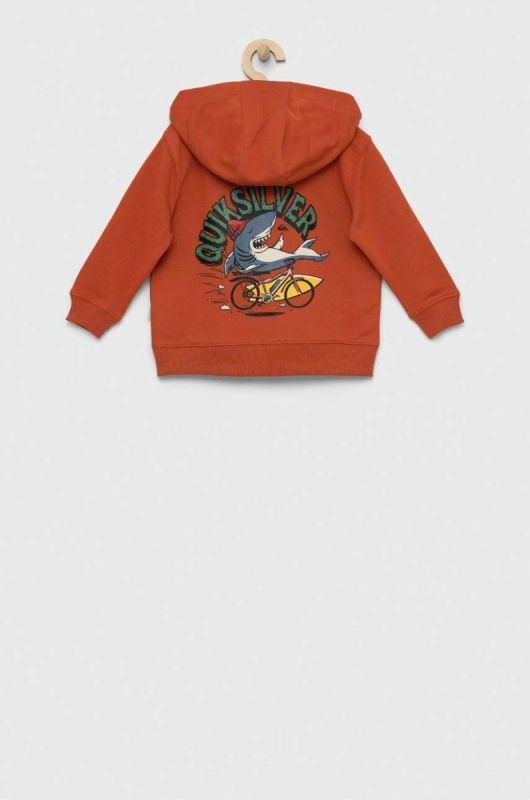 Дитяча кофта Quiksilver колір помаранчевий з капюшоном з принтом (3090166) фото 2