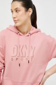 Кофта Dkny жіноча колір рожевий з капюшоном візерунок