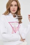 Кофта Guess жіноча колір білий з капюшоном з аплікацією (2896266)