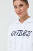 Кофта Guess жіноча колір білий з капюшоном з аплікацією (2863660)