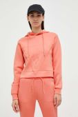 Кофта Guess жіноча колір помаранчевий з капюшоном з принтом (3517836)