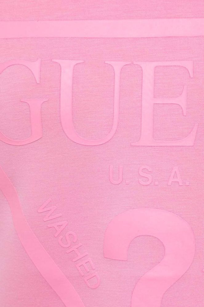 Кофта Guess жіноча колір рожевий з капюшоном з принтом (3322906) фото 5