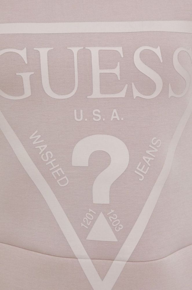 Кофта Guess жіноча колір рожевий з капюшоном з принтом (2867234) фото 5