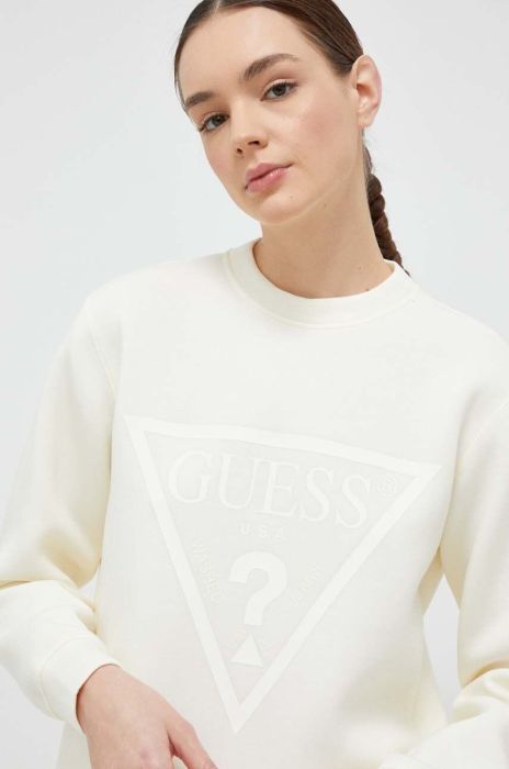 Кофта Guess жіноча колір бежевий з принтом (2867318)