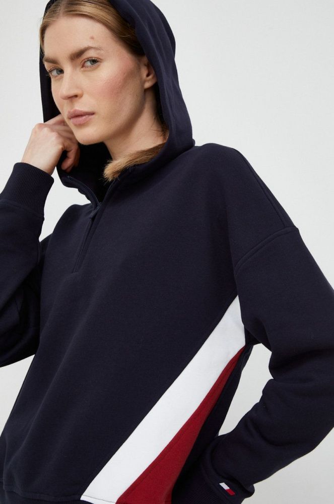 Кофта Tommy Hilfiger жіноча колір синій з капюшоном візерунок (2936018)