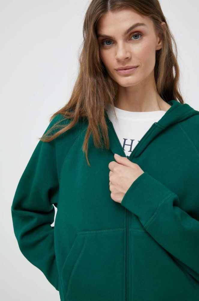 Кофта Tommy Hilfiger жіноча колір зелений з капюшоном однотонна (2826955) фото 4