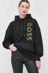 Кофта BOSS жіноча колір чорний з капюшоном з аплікацією (2877798)
