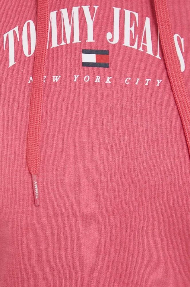 Кофта Tommy Jeans жіноча колір рожевий з капюшоном з принтом (2870076) фото 5