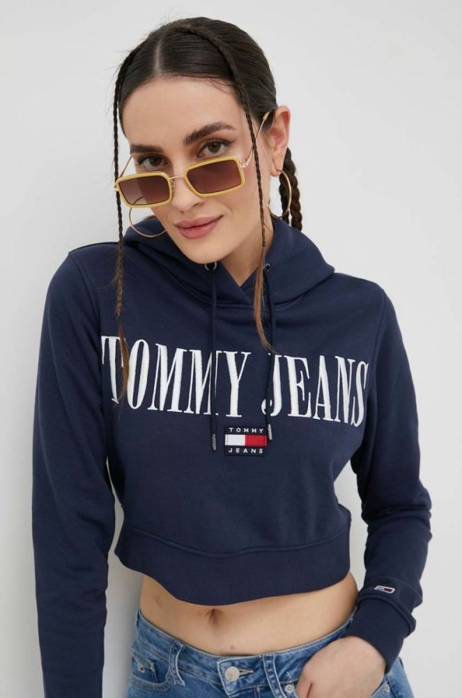Кофта Tommy Jeans жіноча колір синій з капюшоном з аплікацією (2856209) фото 4
