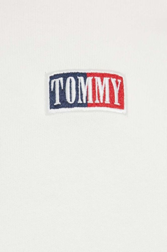 Бавовняна кофта Tommy Jeans жіноча колір бежевий з капюшоном однотонна фото 5